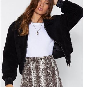 Nasty Gal Black Puffer Cropped Jacket